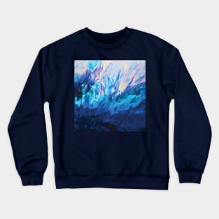 Bright Blue Acrylic Pour Painting Crewneck Sweatshirt